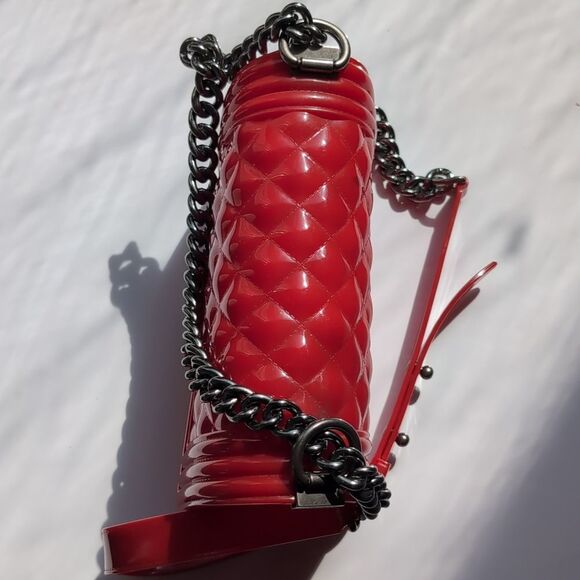 Toyboy Jelly Cherry  Red Quilted Small Chain Shoulder Bag - Picture 9 of 15